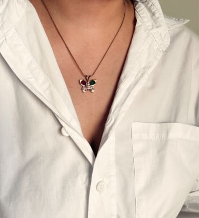 Golden Tri-Color Butterfly Pendant
