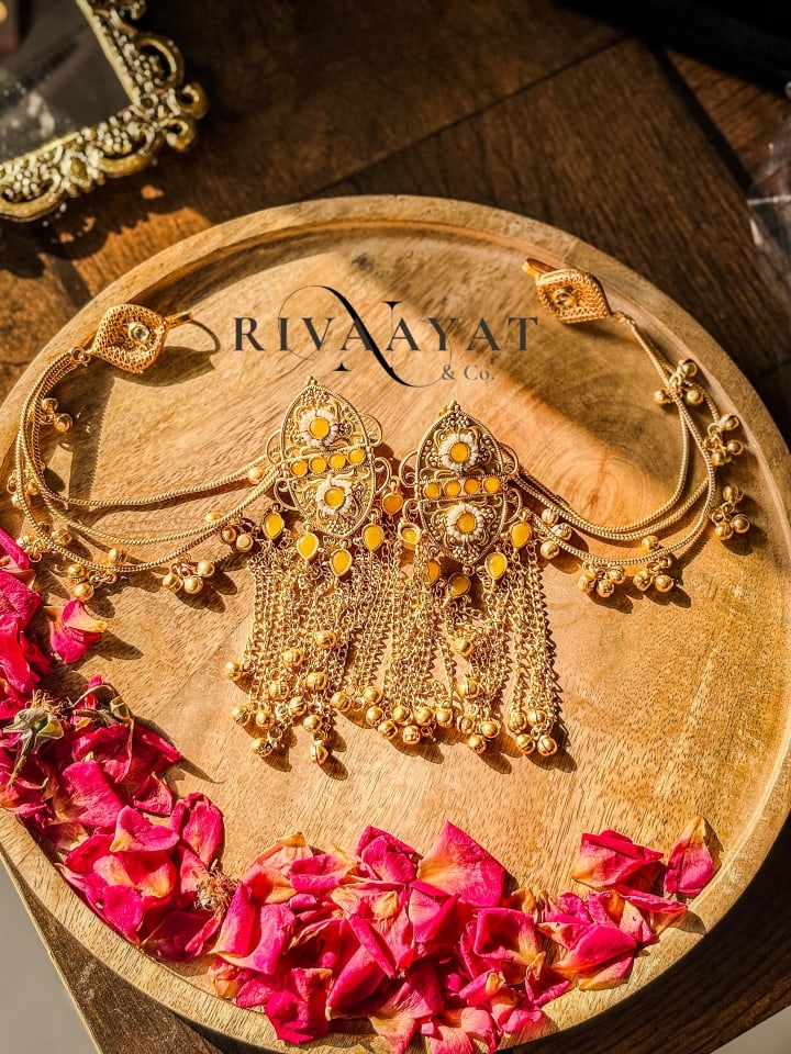 Mahira – Regal Golden Waterfall Sahara Earrings