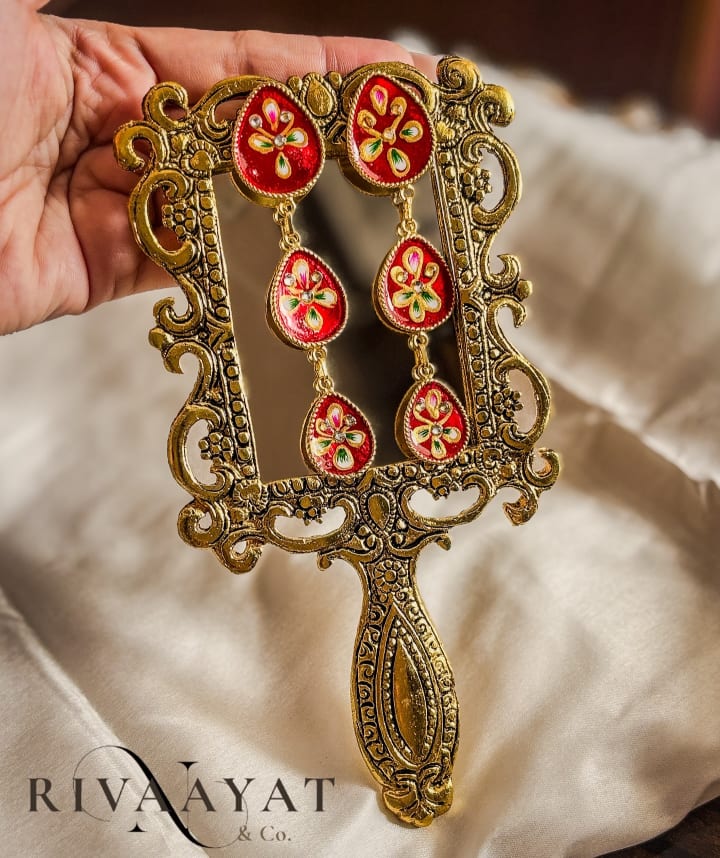 Pushpanya (red) – Crimson Floral Enamel Cascade Drops