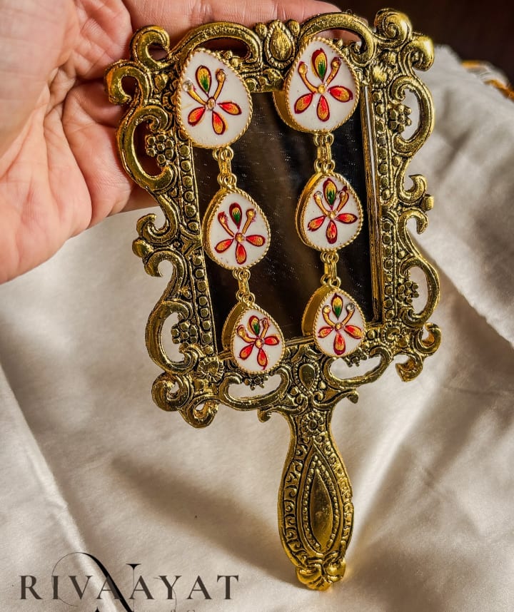 Pushpanya (White) – Crimson Floral Enamel Cascade Drops