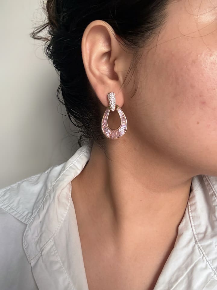 Zara – Rose Baguette Teardrop Drops