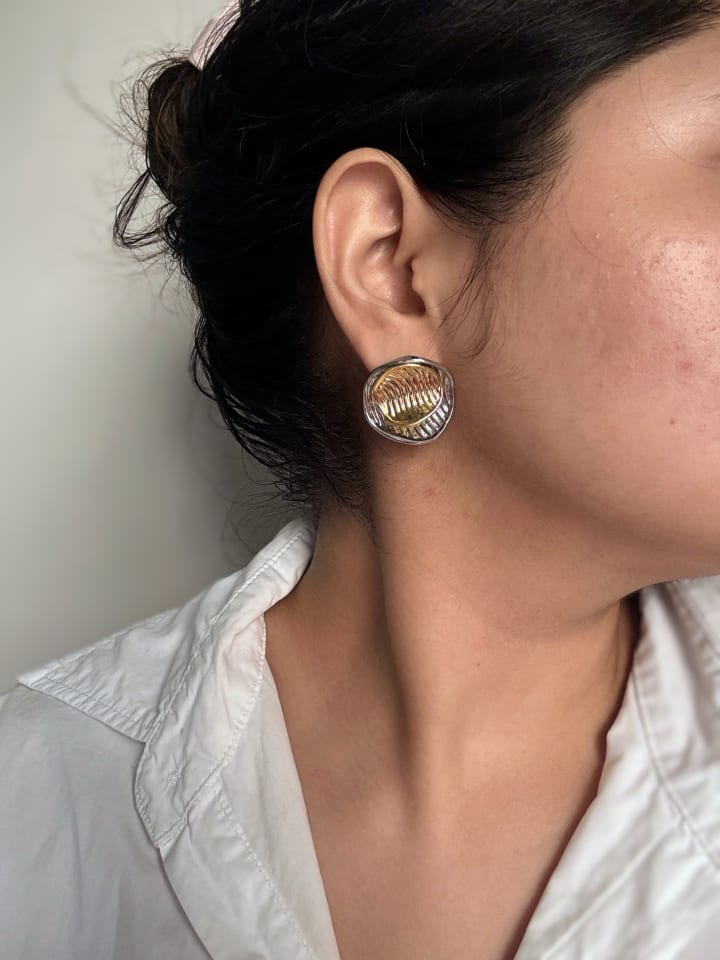 Savoy– Two-Tone Hammered Medallion Studs