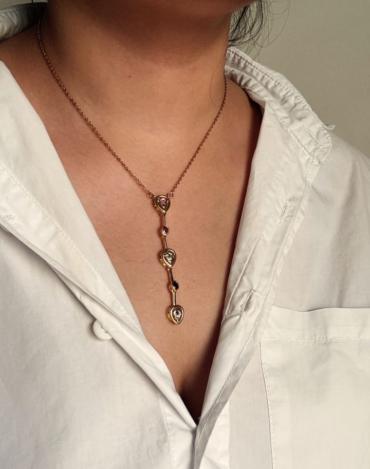 Rainbow Crystal Linear Y-Drop Pendant