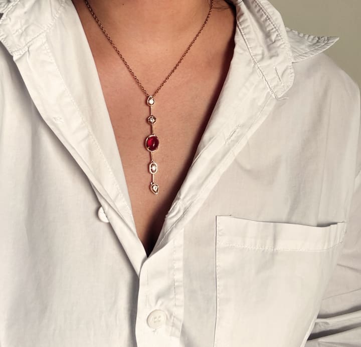 Regal Crimson Linear Cascade Pendant (Ruby)