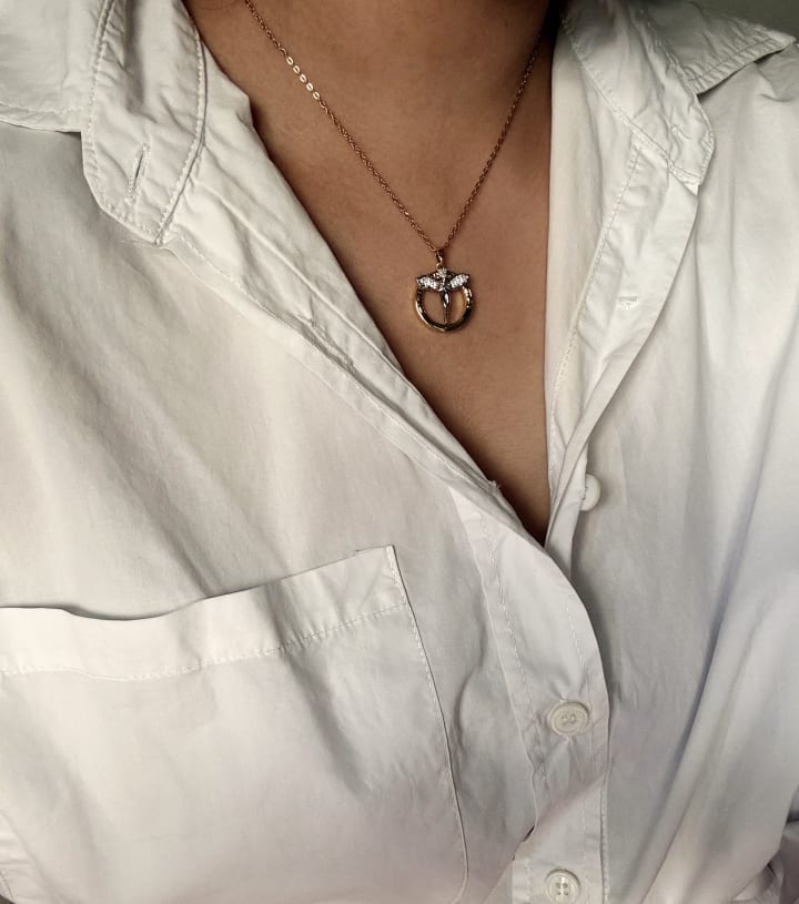 Pavé Winged Angel Circle Necklace