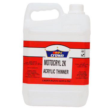 Motocryl 2K Acrylic Thinner container packaging by Crown Paints Kenya