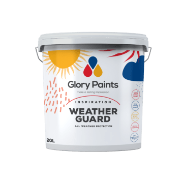 Glory Weatherguard Exterior Emulsion genuine container packaging by Nasib Industrial Products Limited