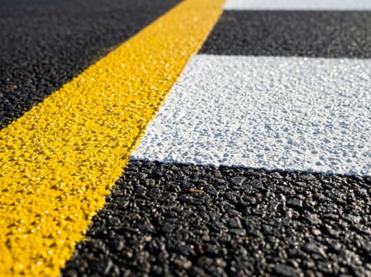 Yellow road marking paint and highway lane striping application