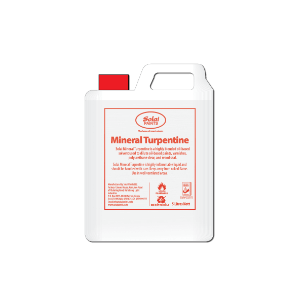 Solai Mineral Turpentine genuine container packaging by Solai Paints Ltd in Kenya