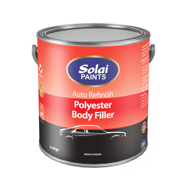 Solai Polyester Body Filler genuine container packaging by Solai Paints Ltd in Kenya