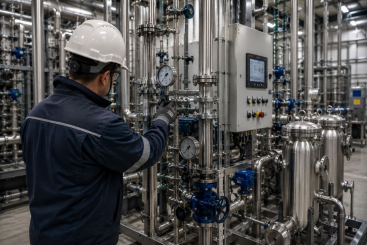 Tecnico al controllo di impianto biometano
