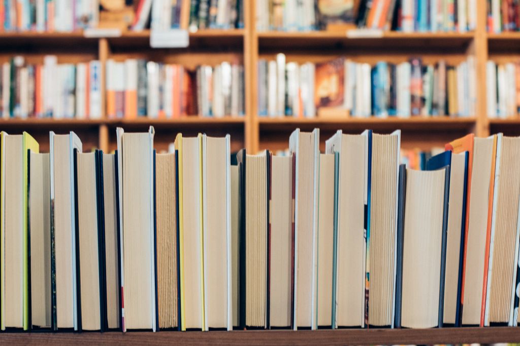 Photo of books on  bookshelf