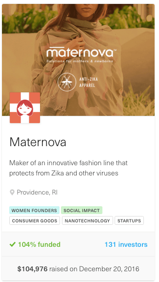 screenshot from maternova equity crowdfunding campaign