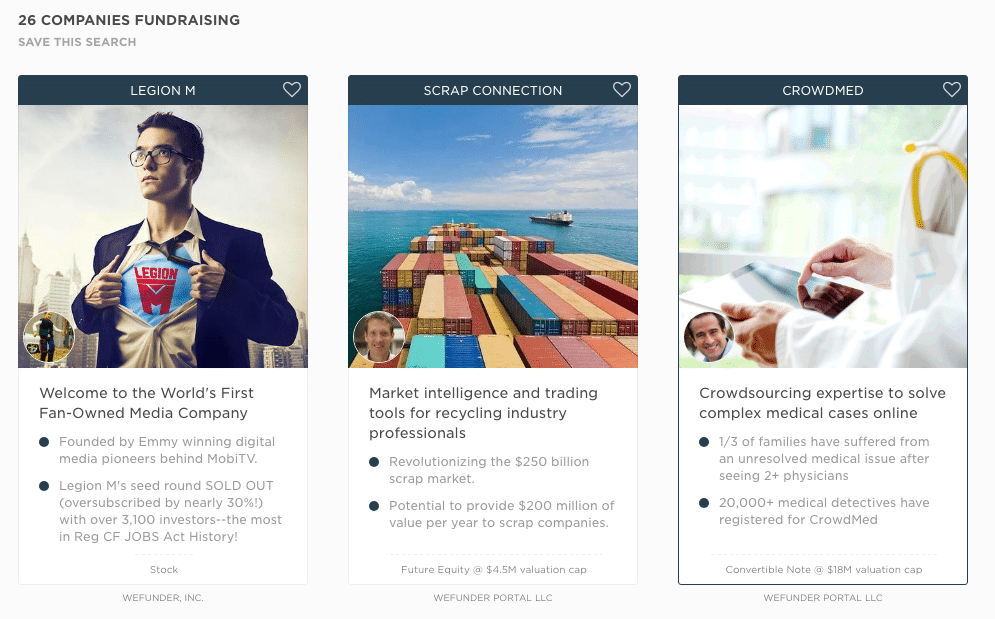 screenshot from wefunder to accompany post 5 of the best equity crowdfunding sites for beginning investors