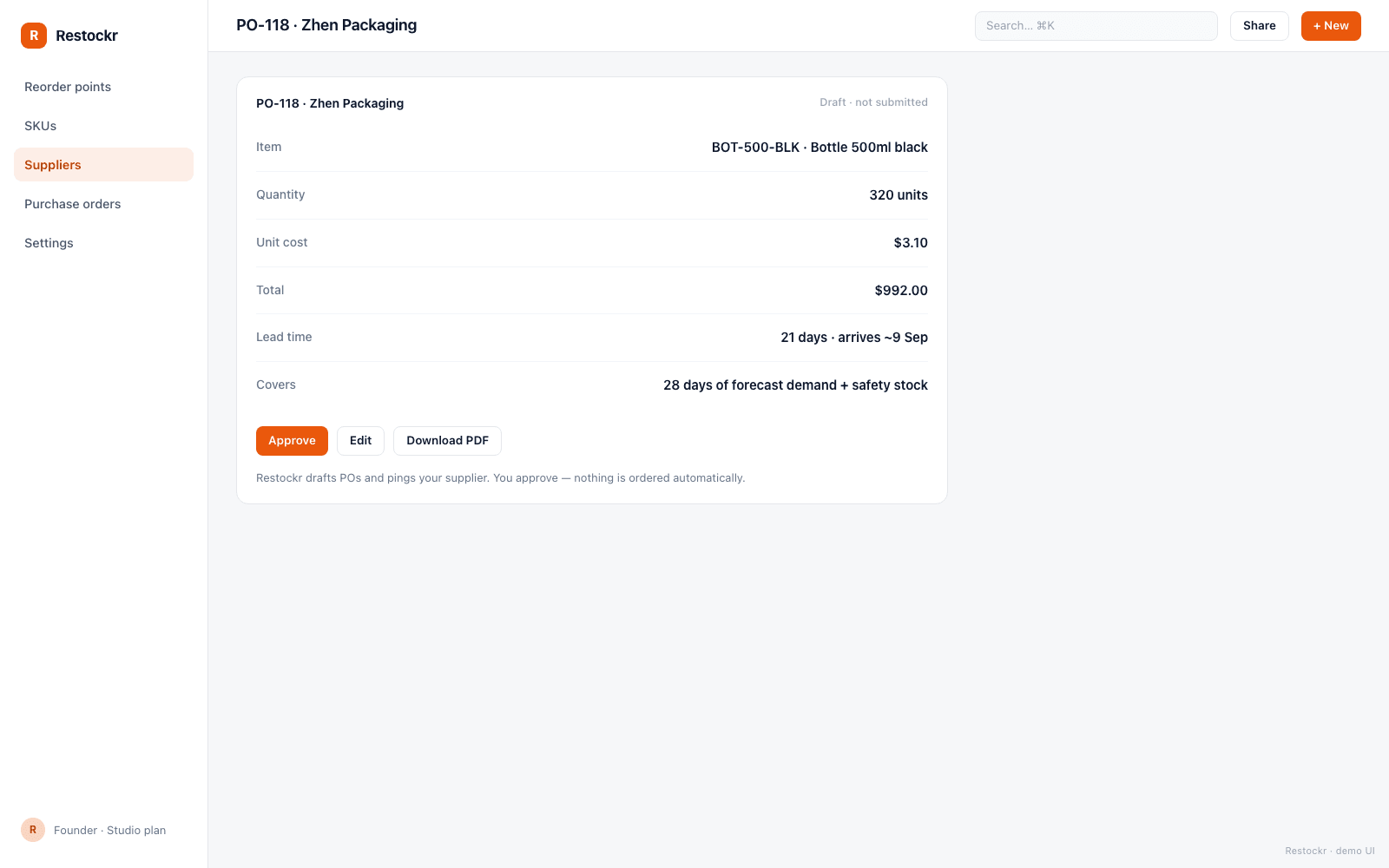 Restockr screenshot