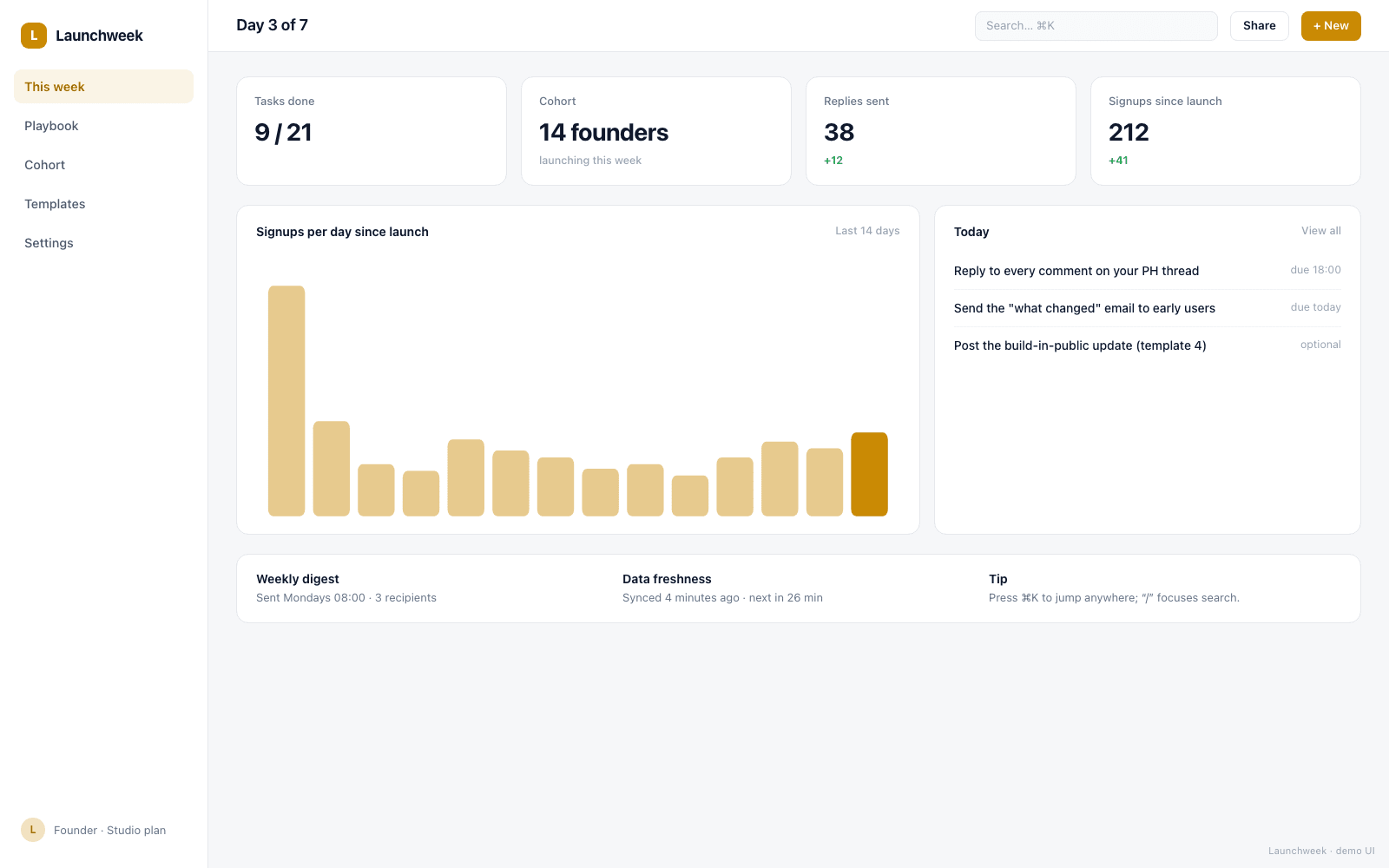 Launchweek screenshot