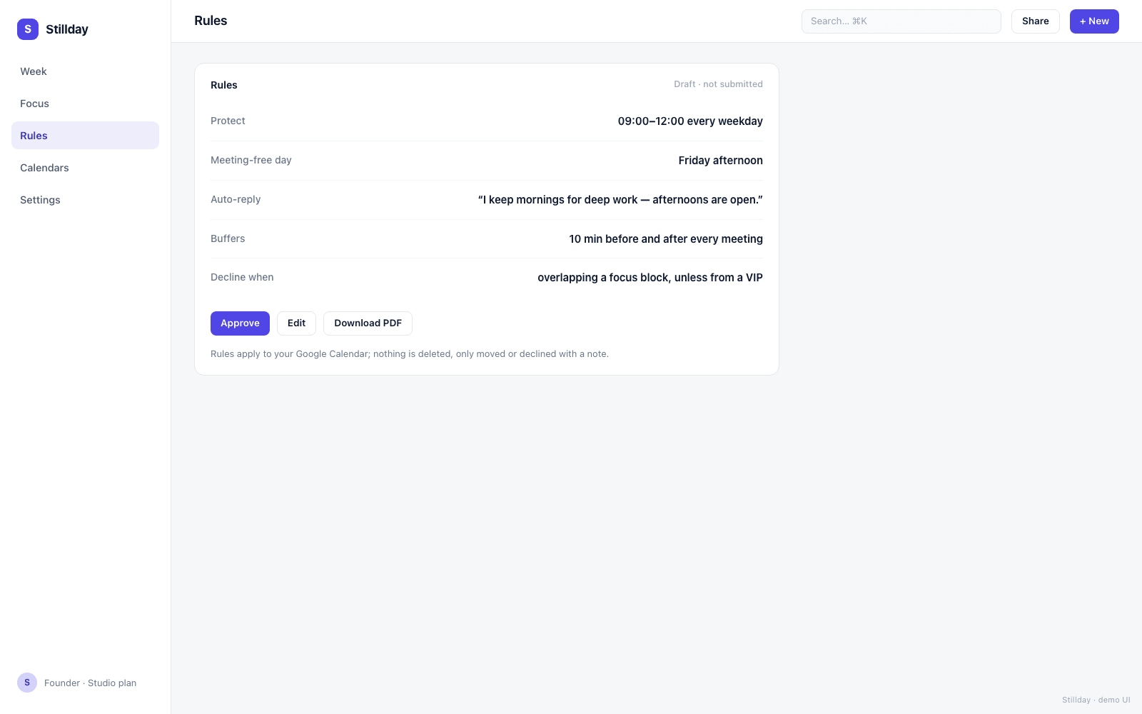 Stillday screenshot