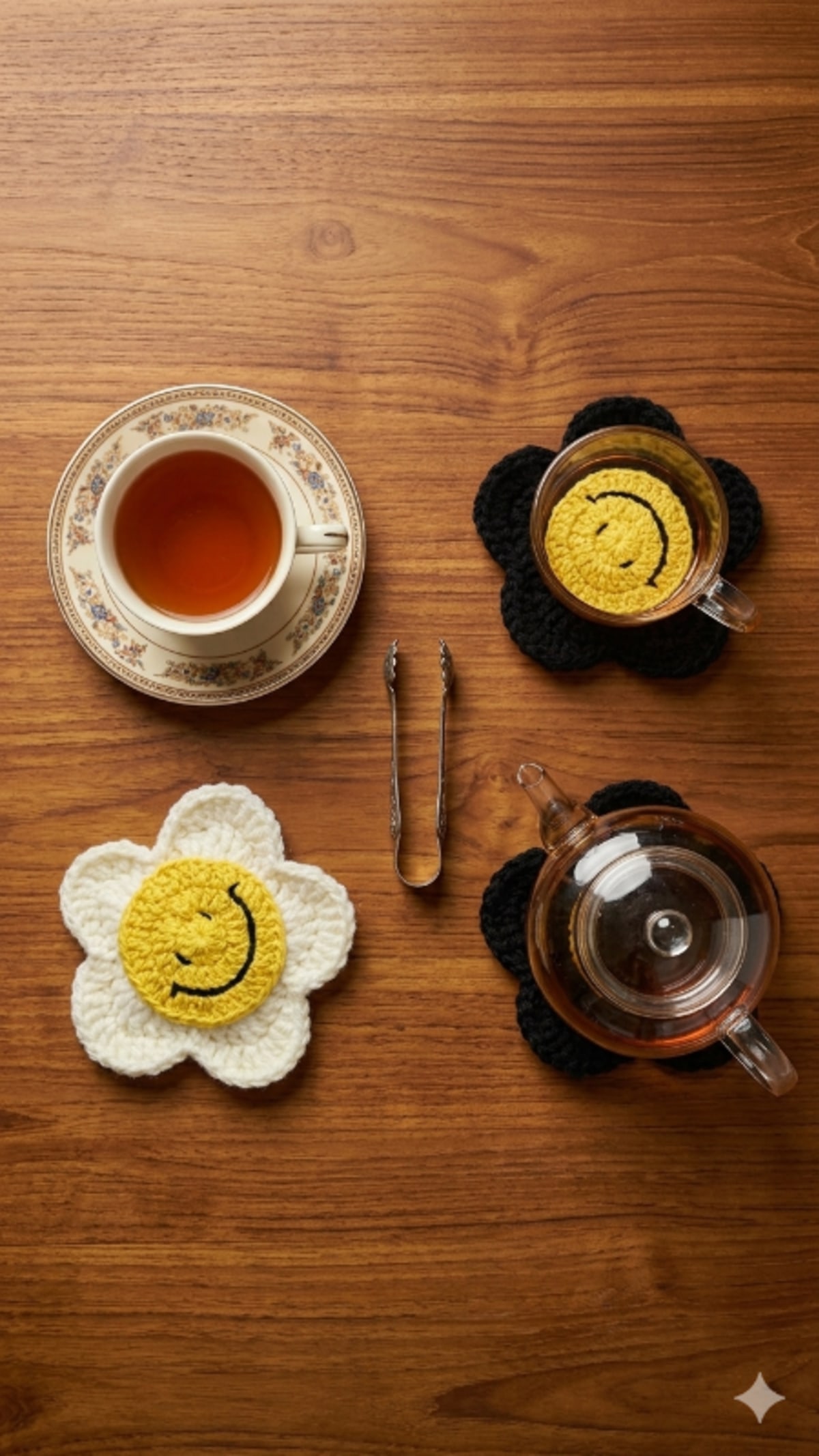 Crochet Smiley Coaster Set of 4 — image 1