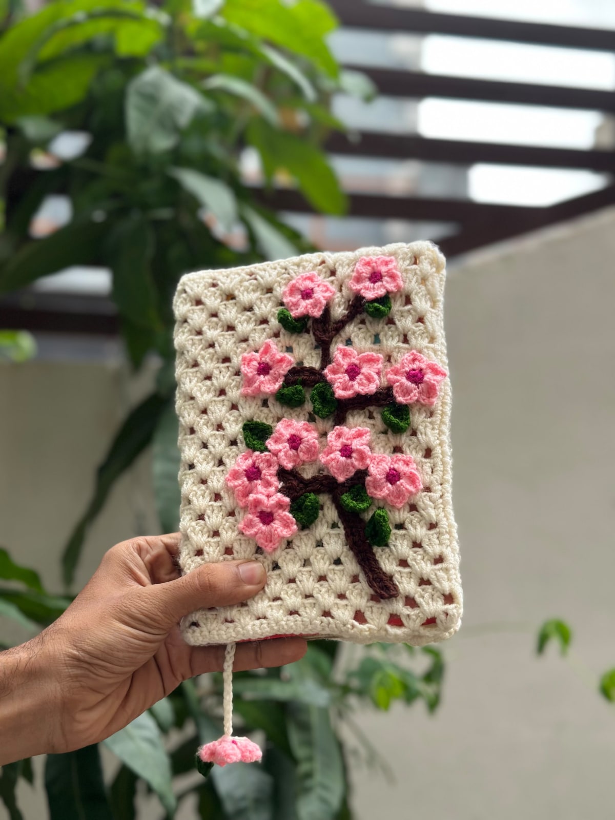 Crochet Cherry Blossom Book Cover — image 2