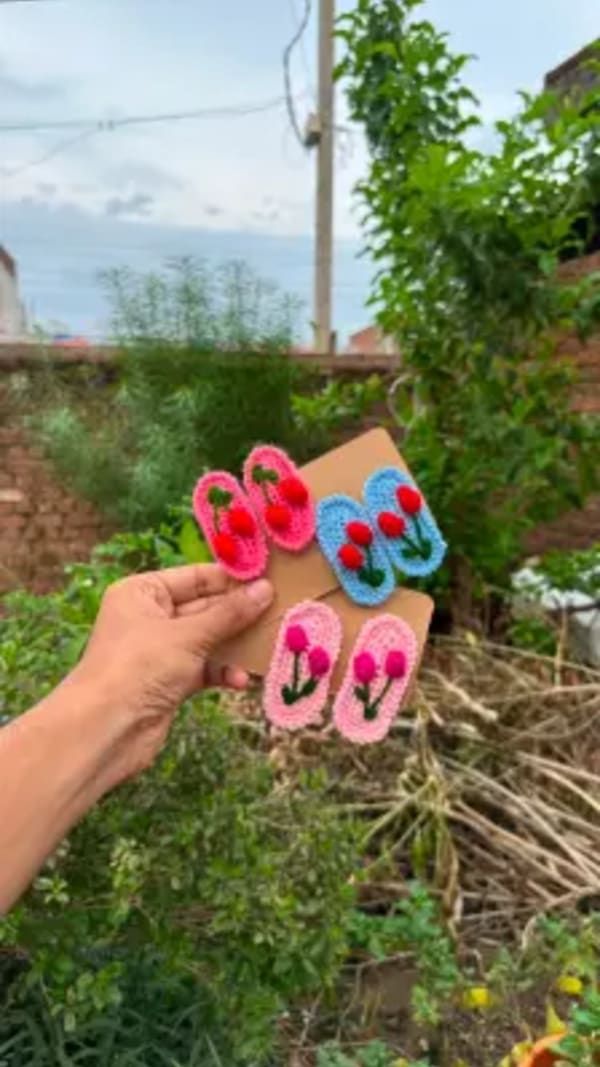 Crochet Cherry Candy Clip