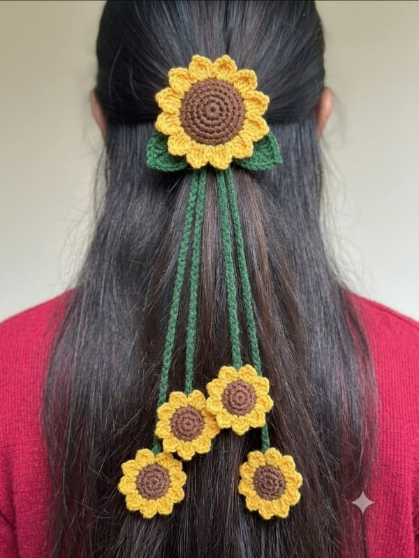 Crochet Sunflower Hairtie
