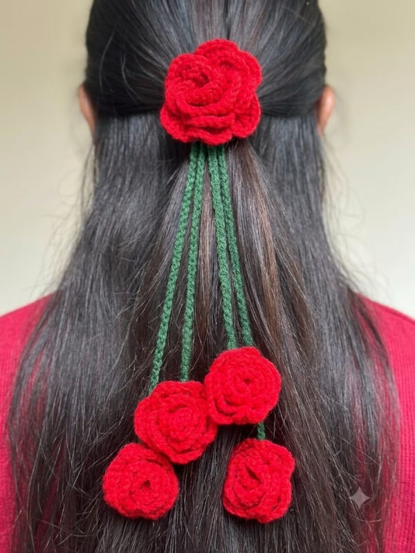 Crochet Rose Hairtie