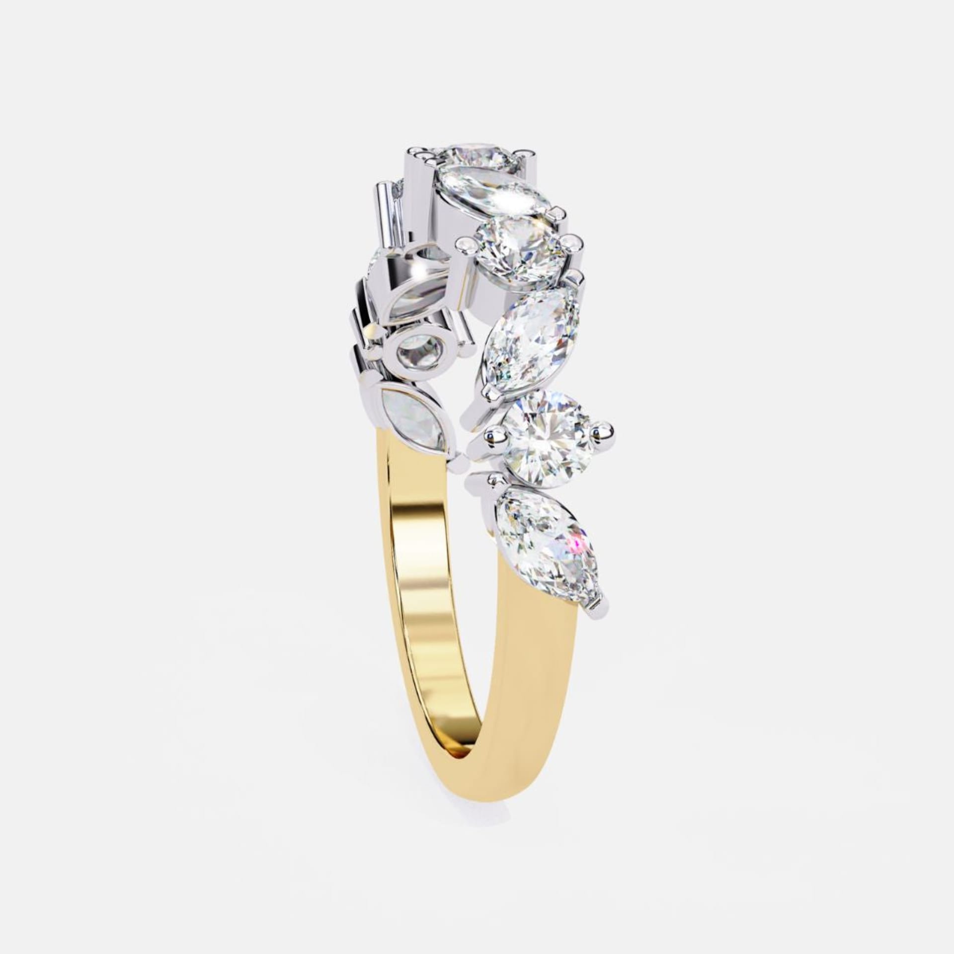 Marquise-Round Criss Cross Band