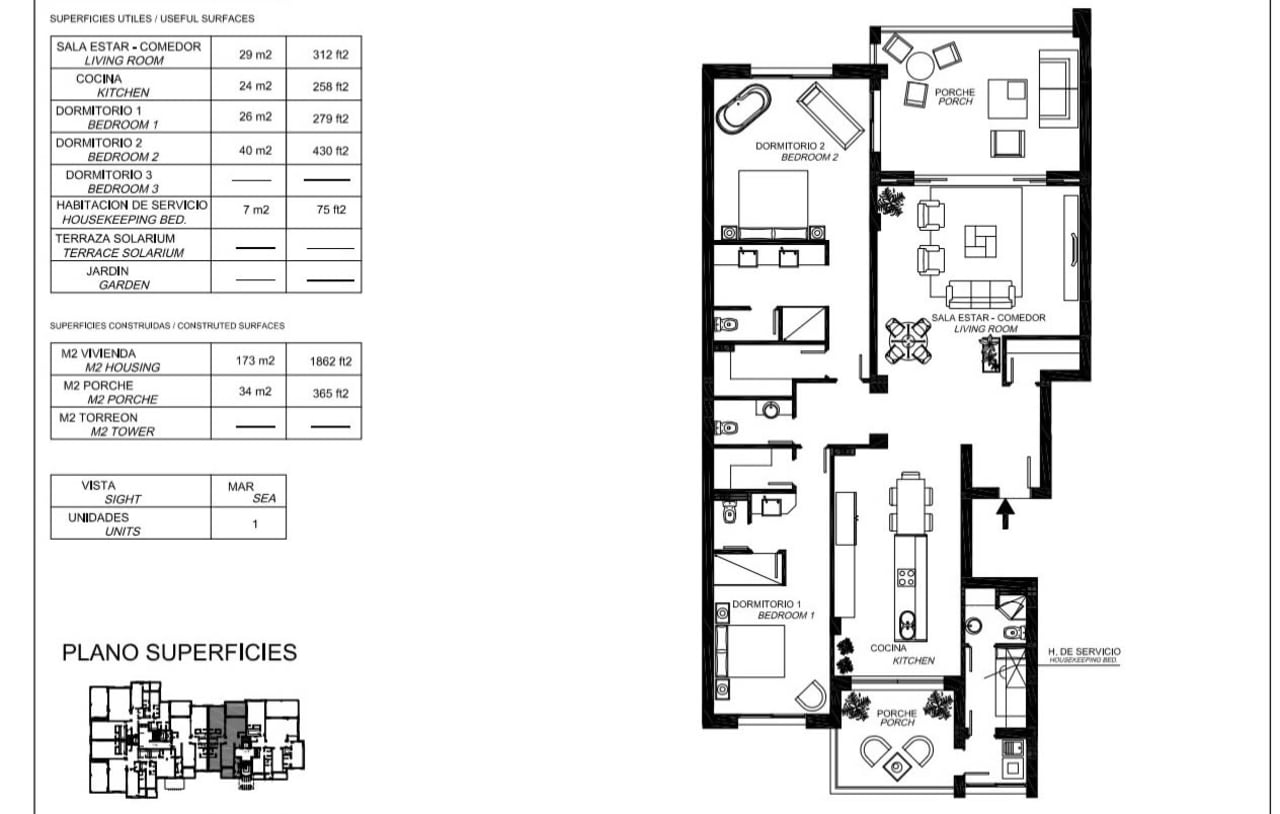 La Amada Ocean View 2B — floor plan