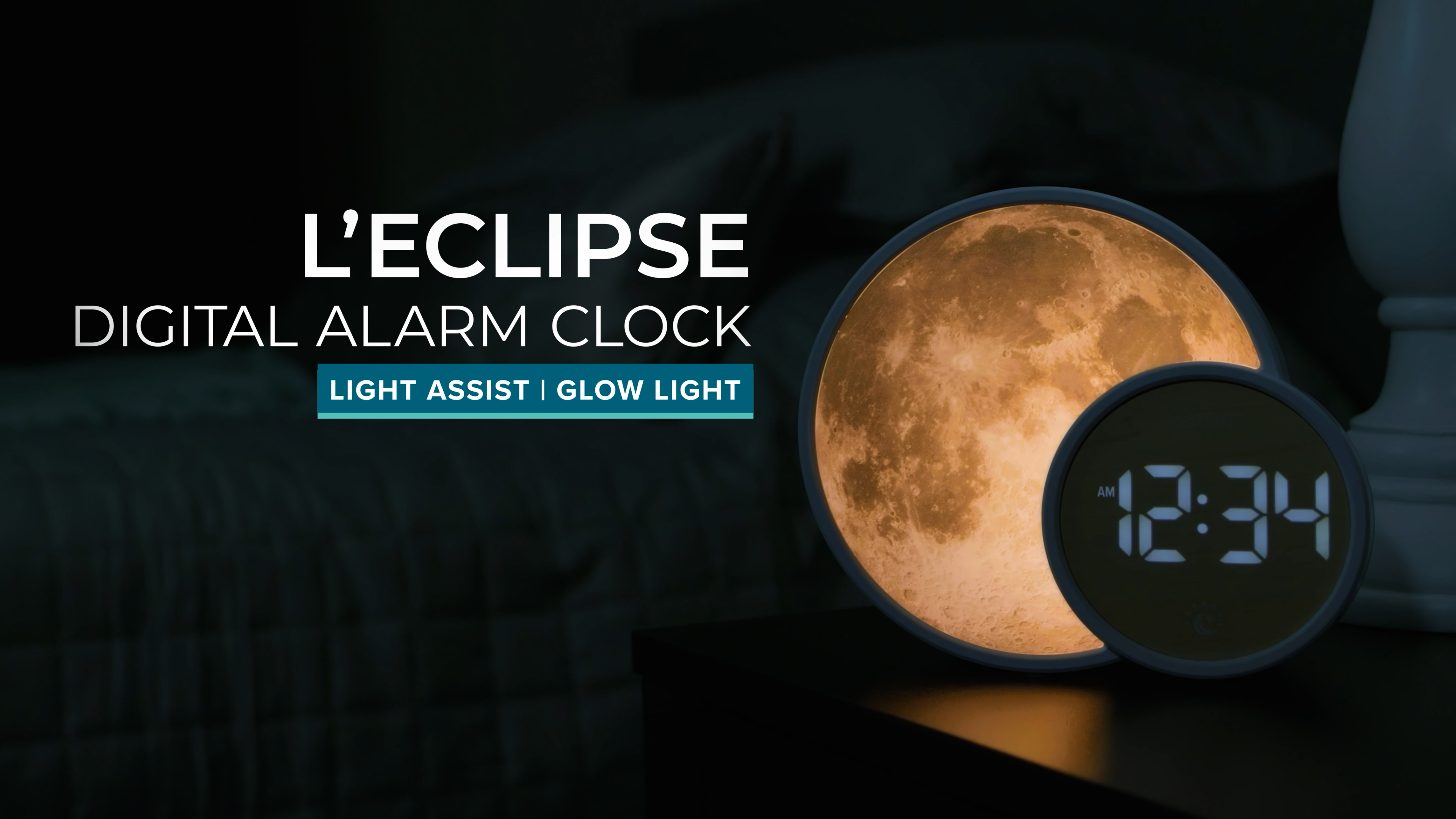 thumbnail video image 2 of La Crosse Technology L'Eclipse Light Assist Digital Alarm Multi-color Clock, 617-1412, 2 of 9