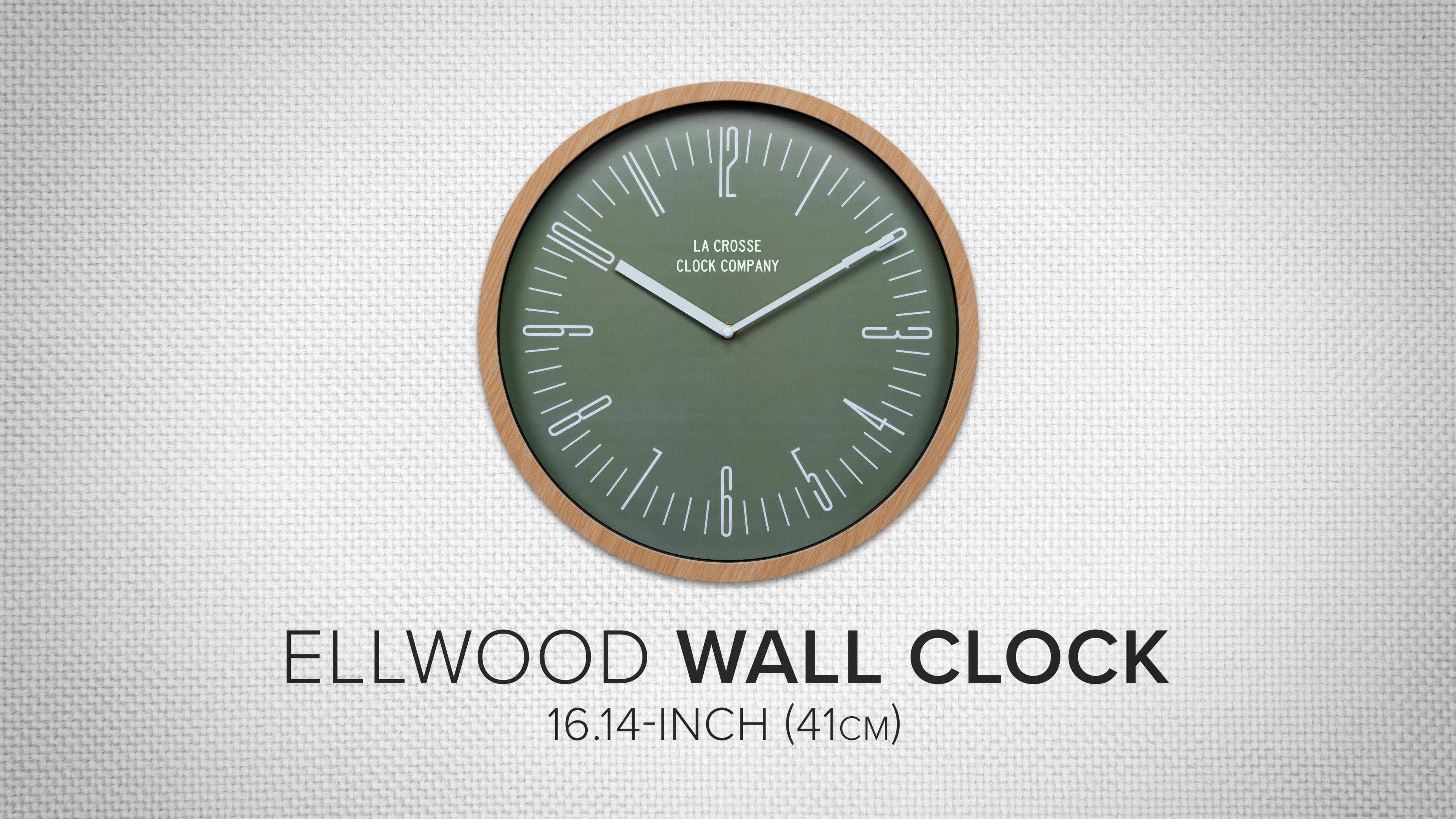 thumbnail video image 2 of La Crosse Clock 16 inch Ellwood Analog Quartz Wall Clock, 404-3041D, 2 of 9