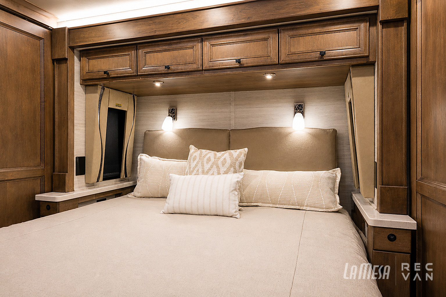 Tiffin luxury diesel motorhome primary suite