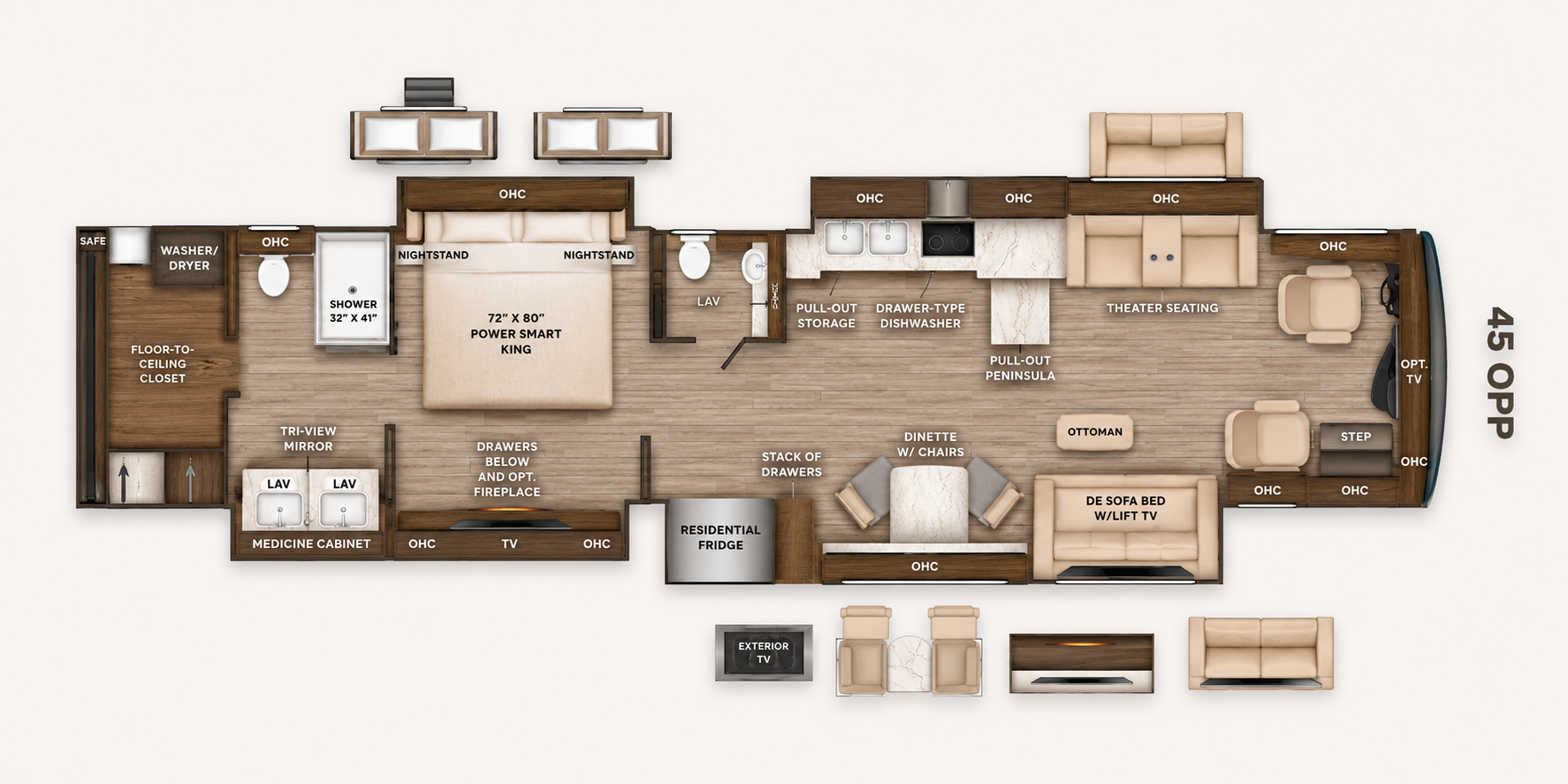 2026 Tiffin Allegro Bus 45 OPP floorplan