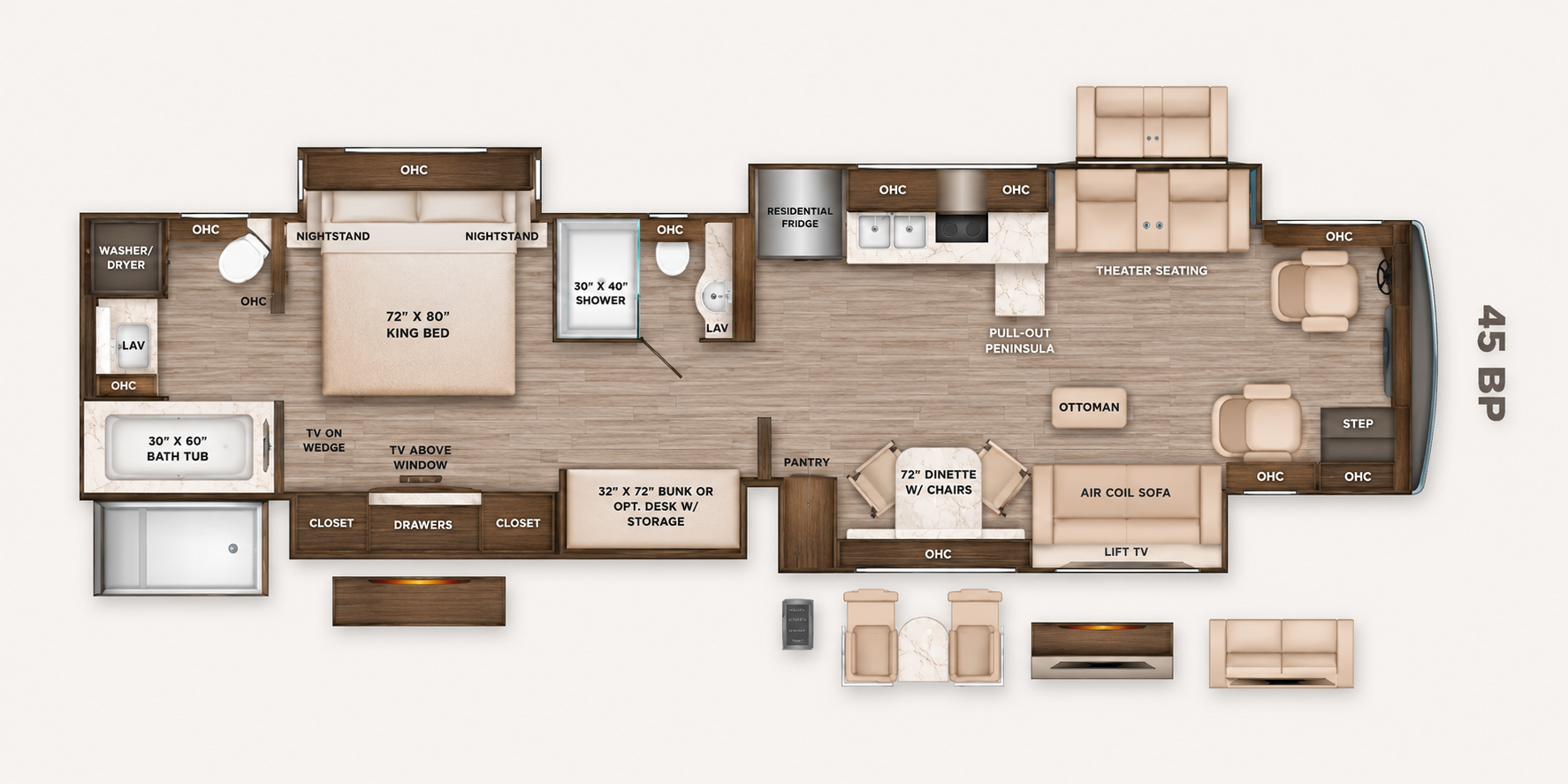 2026 Tiffin Allegro Bus 45 BP floorplan