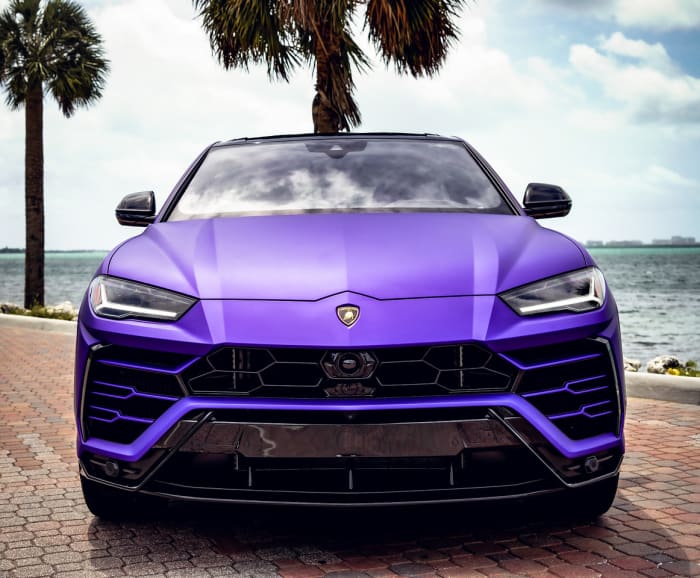 Purple lamborghini urus