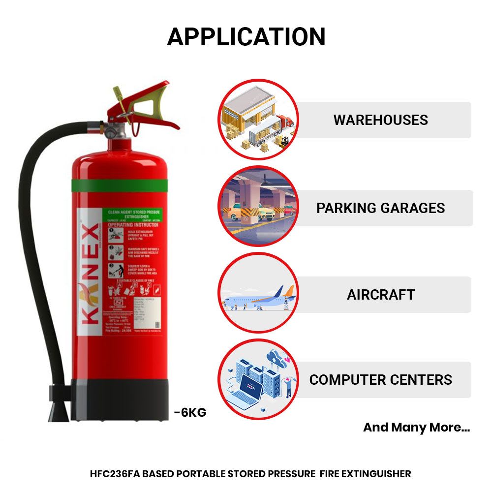 6 KG Clean Agent Fire Extinguisher (HFC236fa Based Portable Stored Pressure) — view 3
