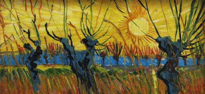 Vincent van Gogh, Knotwilgen bij zonsondergang, Arles, 1888