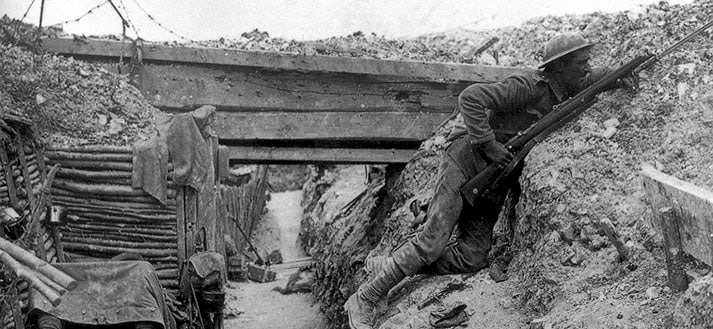 Foto van een loopgraaf uit WOII