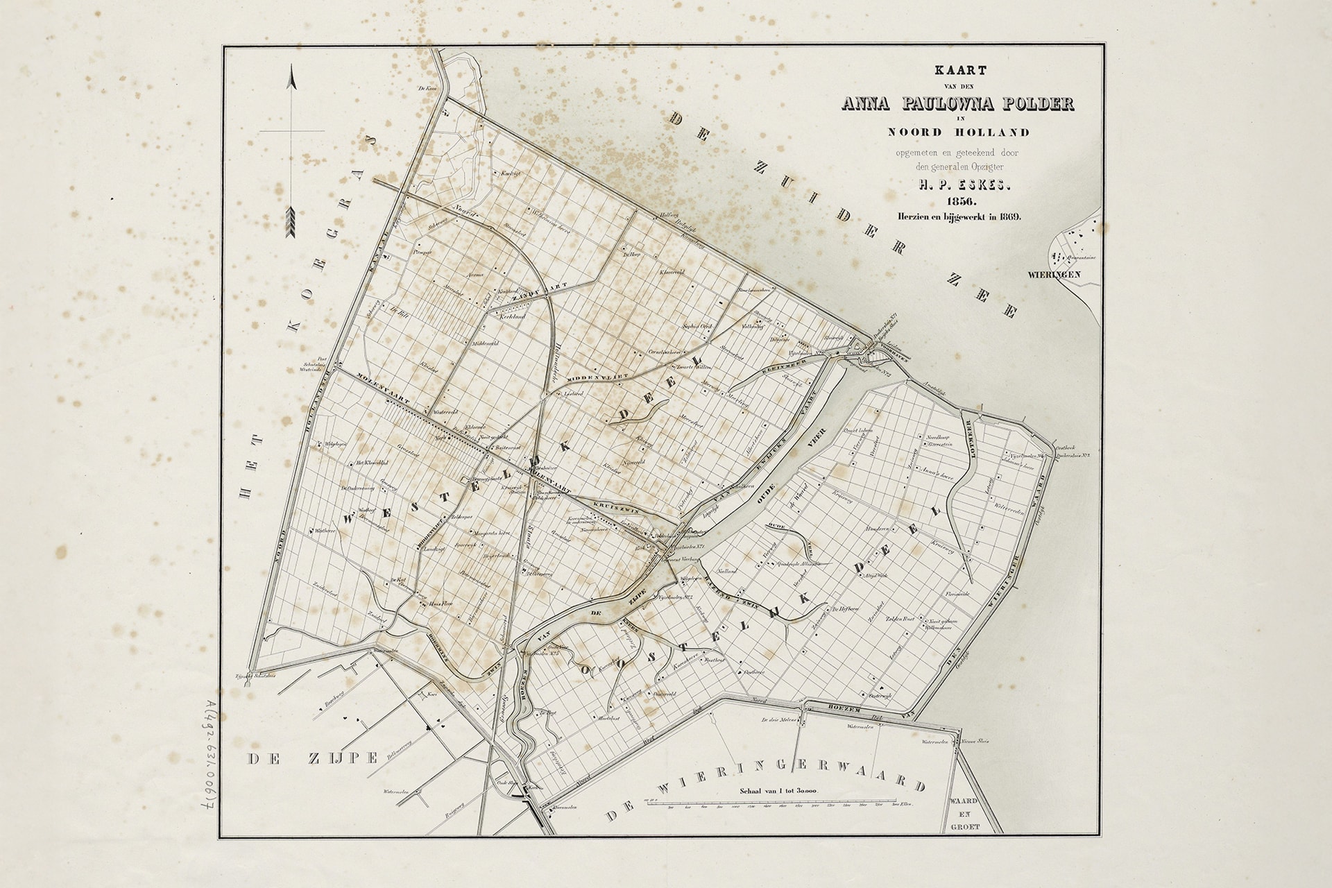 Kaart Anna Paulownapolder in 1869