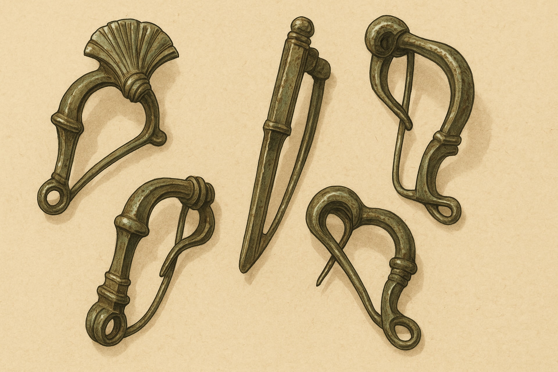 Illustratie van Romeinse mantelspelden