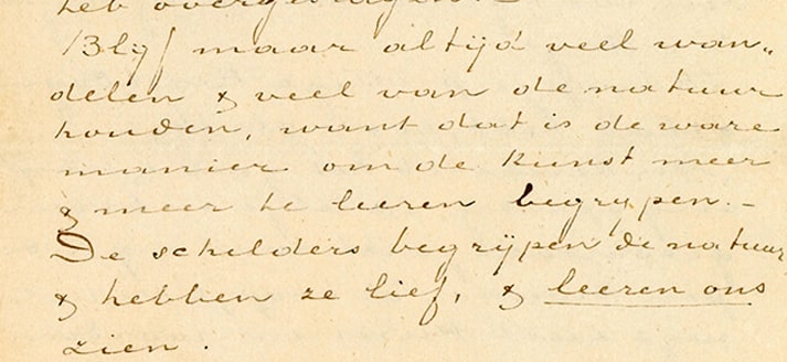 “Blijf maar altijd veel wandelen & veel van de natuur houden". Brief van Vincent aan Theo, januari 1874