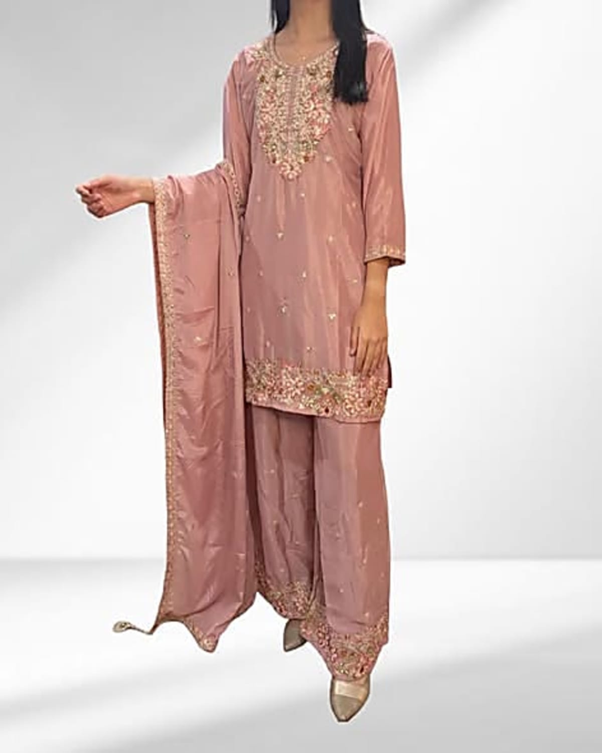 Onion Pink Embroidered Palazzo Set - Eid 2026 Fashion