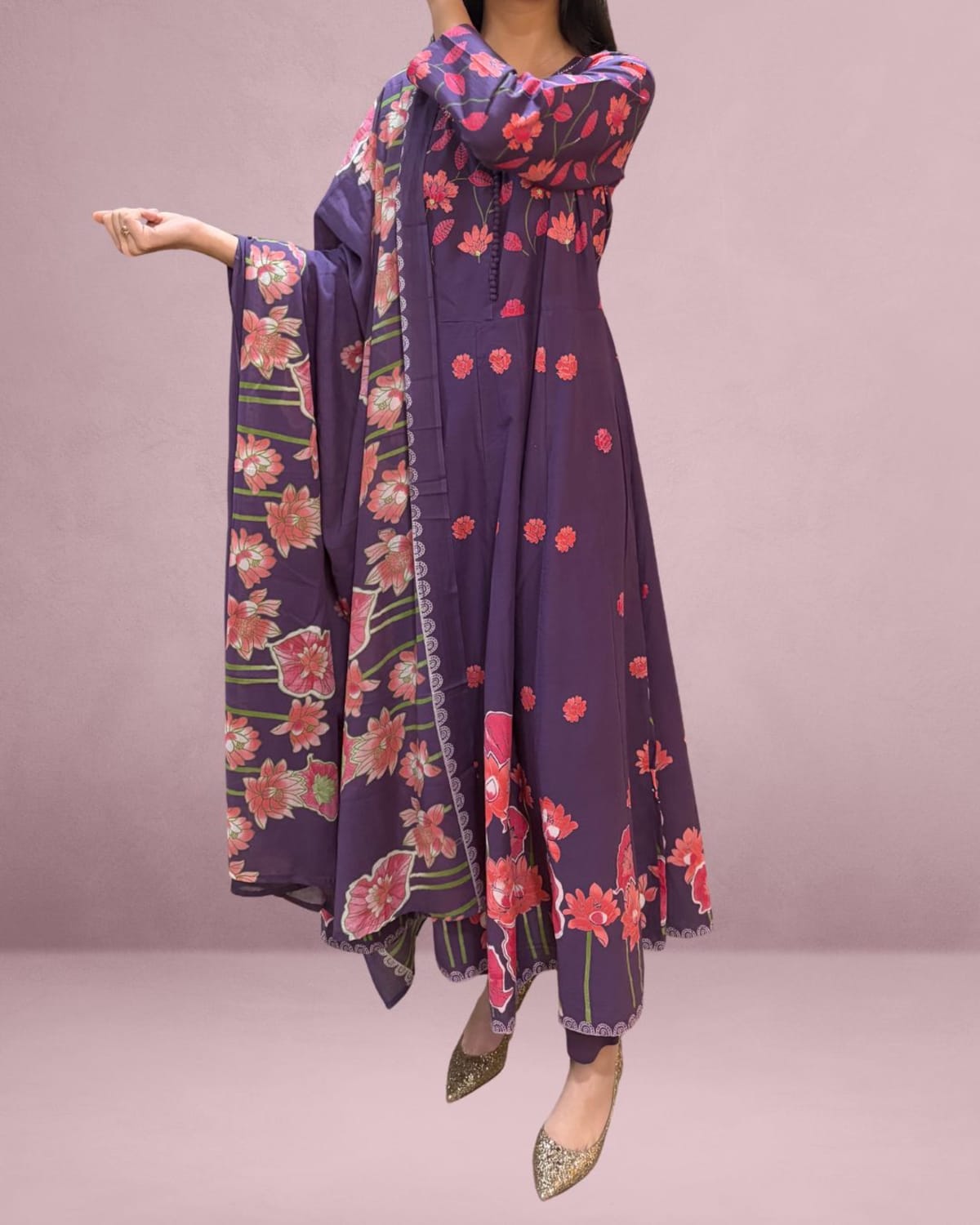 Floral Anarkali Dress - Cotton - Label By Sana