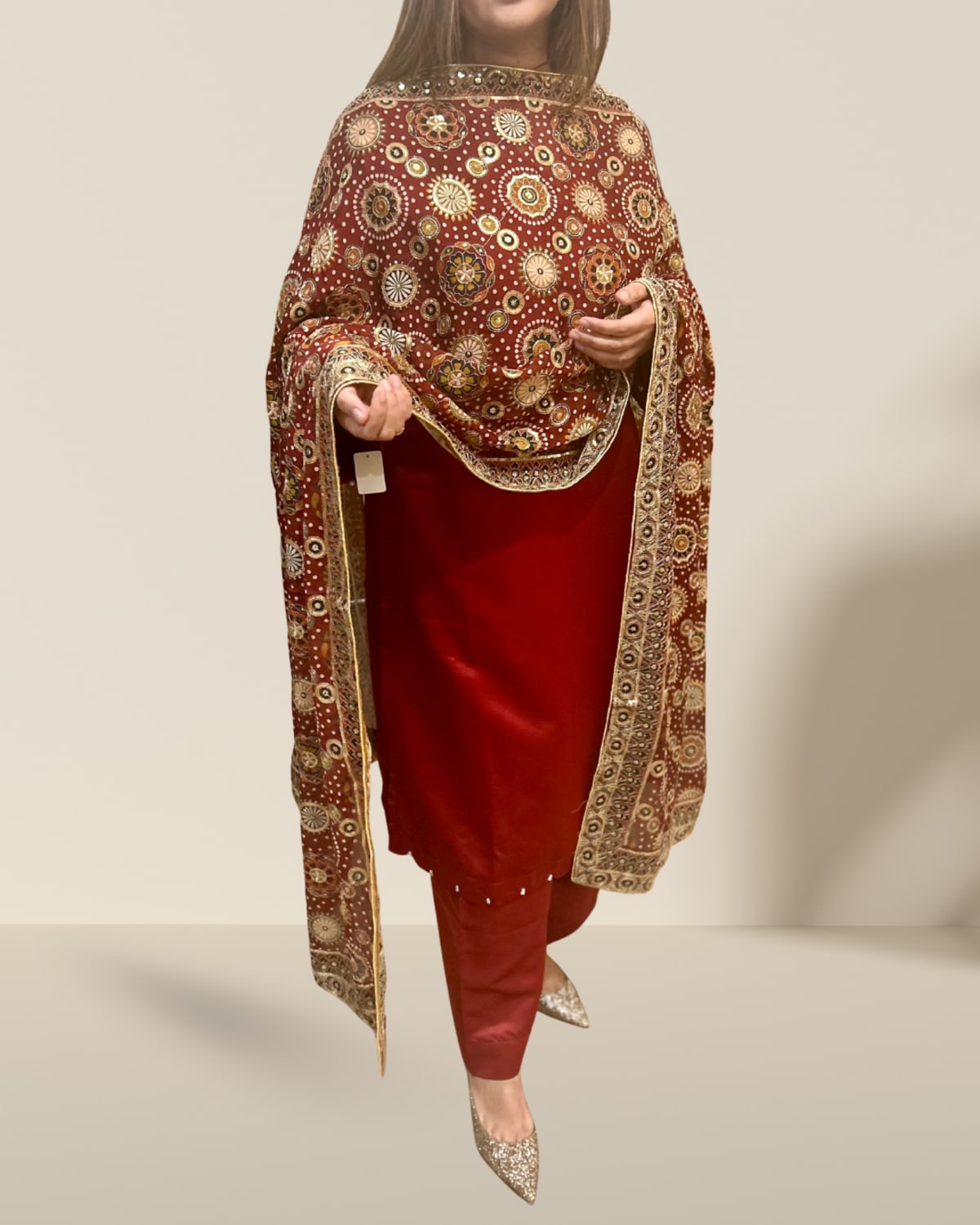 Maroon Satin Silk Suit