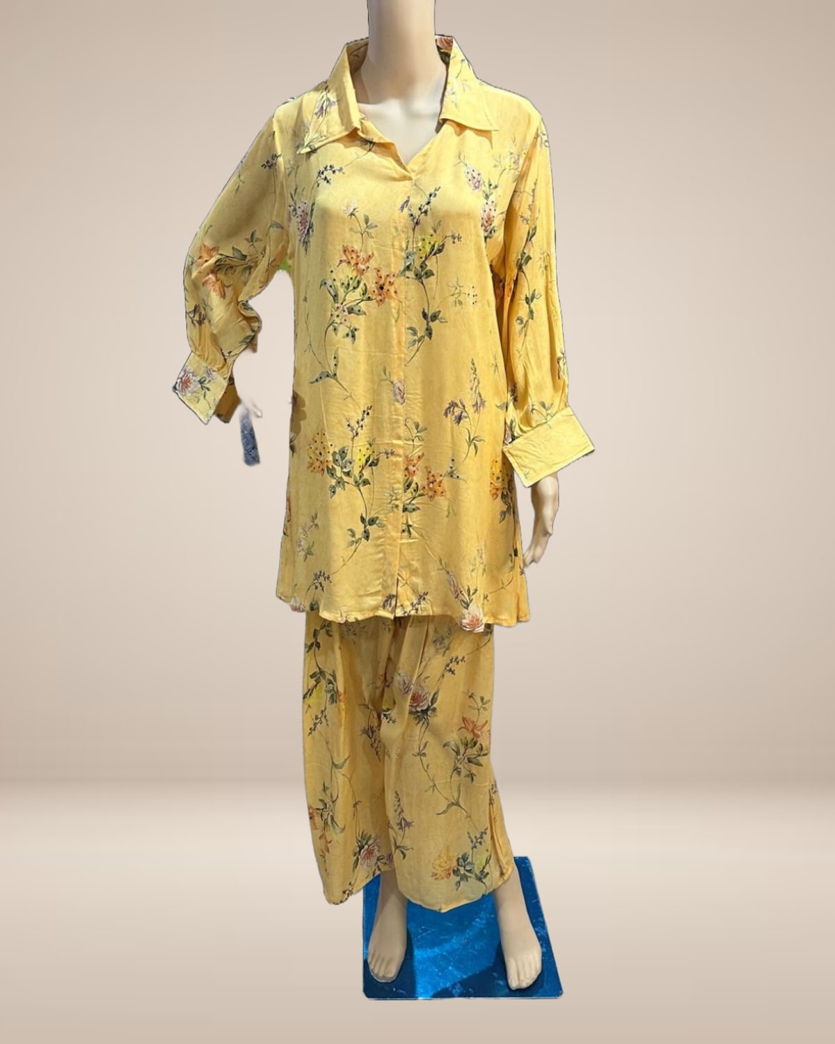 Yellow Chiffon Floral Co-Ord Set for Women - Chiffon - Label By Sana
