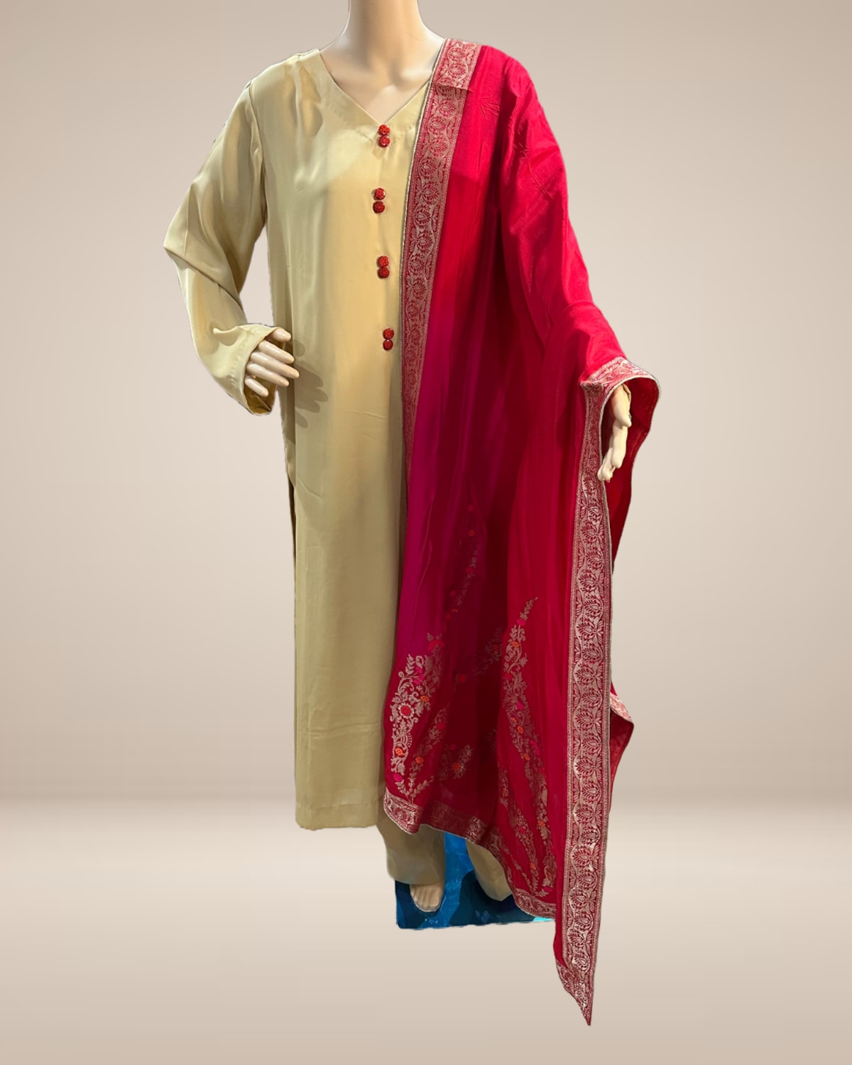 Champagne Gold Satin Suit - Satin Silk - Label By Sana