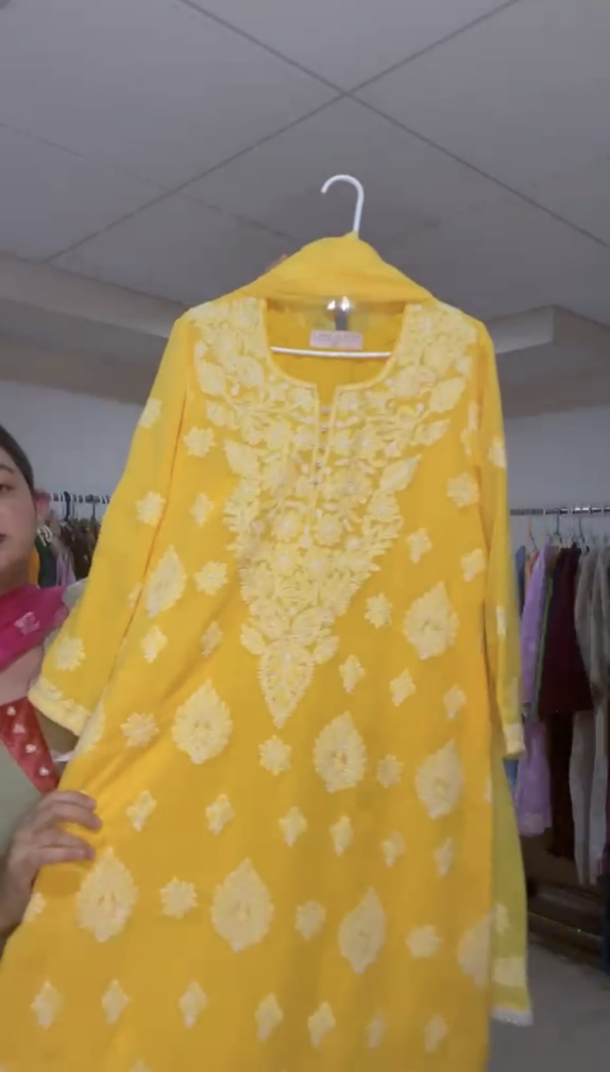 Handwork Embroidered Yellow Chikankari Suit
