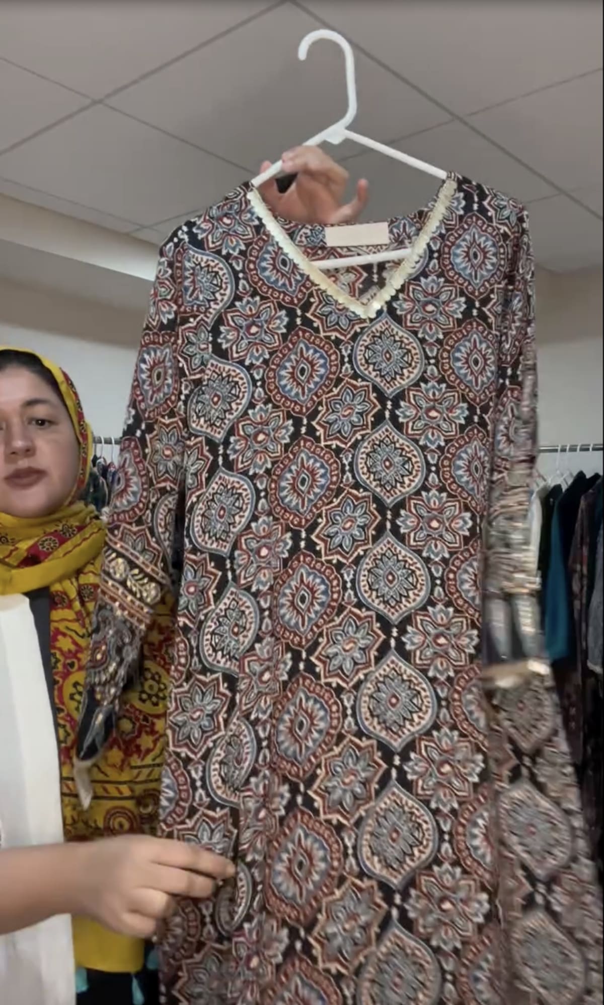Handcrafted Black Ajrakh Printed Premium Cotton 3-Piece Suit - Modal Muslin  - Label By Sana