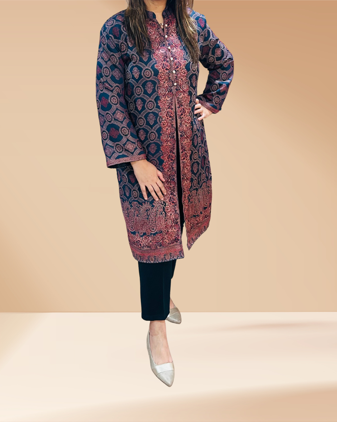 Kani Jacket Suit - Embroidered Pashmina Winter Wear