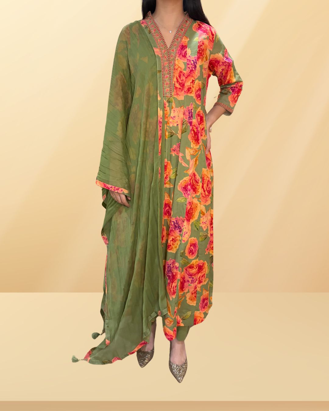 Floral Cotton Anarkali Suit  - Label By Sana