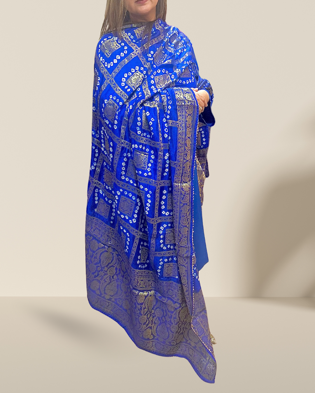 Blue Satin Silk Suit With Georgette Silk Dupatta